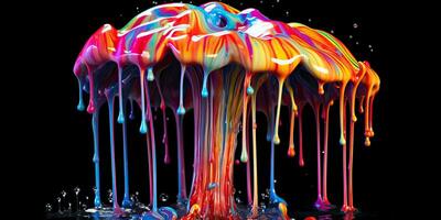 ai generiert. ai generativ. Neon- Licht hell zeichnen Farbe Tinte Kunst Pilz im psychedelisch Stil. Grafik Kunst foto