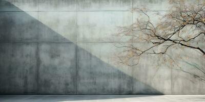 ai generiert. ai generativ. Beton Stein Felsen Mauer mit Baum. einfach minimal Attrappe, Lehrmodell, Simulation Mauer Garten draussen mit Pflanze. Grafik Kunst foto