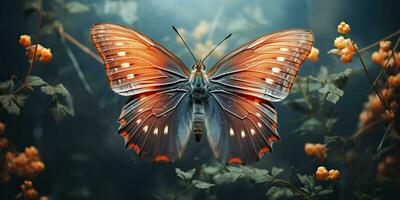 ai generiert. ai generativ. Mond- Motte Schmetterling fliegen Insekt Insekt. schön Nacht magisch fliegend Tier. Grafik Kunst foto