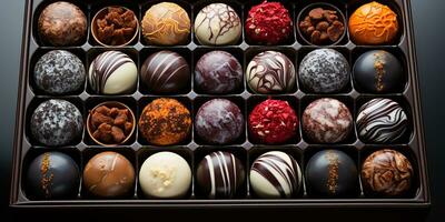 ai generiert. ai generativ. Box von Süss Wüste Süßigkeiten Schokolade. romantisch Urlaub Geschenk Geschenk lecker Lebensmittel. Grafik Kunst foto