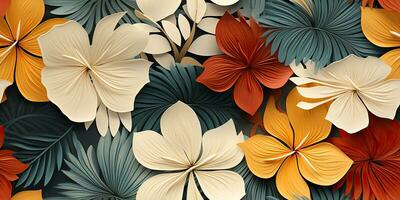 ai generiert. ai generativ. Boho Asche Kunst Pflanze botanisch Blume exotisch tropisch Muster Dekoration Textur Hintergrund. Grafik Kunst foto