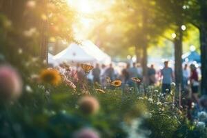 Neigung Verschiebung verwischen Wirkung. abstrakt Sommer- Festival mit Bokeh. generativ ai foto