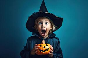 Kind tragen Halloween Kostüm gemacht mit generativ ai foto