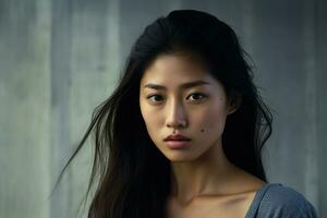 Porträt schön asiatisch Frau gemacht mit generativ ai foto