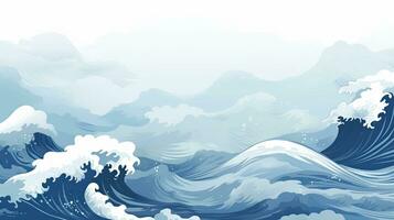 Blau Textur mit japanisch Welle Muster im Jahrgang Hintergrund gemacht mit generativ ai foto