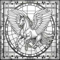 befleckt Glas Pegasus Färbung Seiten foto