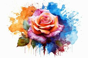 Aquarell Rose Blumen Gemälde Kunst. ai generativ foto