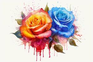 Aquarell Rose Blumen Gemälde Kunst. ai generativ foto