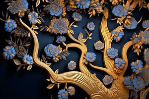 golden Baum Walpaper Kunst. ai generativ foto