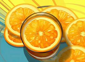 Glas von Orange Saft mit Orange Säcke und Scheiben Früchte isolieren auf Weiß Hintergrund. erstellt mit generativ ai Technologie. foto
