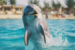 Delfine im Natur, National Erdkunde, breit Leben Tiere. ai generiert. foto