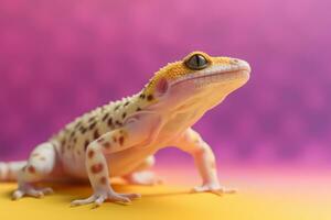 sehr süß Leopard Gecko im Natur, National Erdkunde, breit Leben Tiere. ai generiert. foto