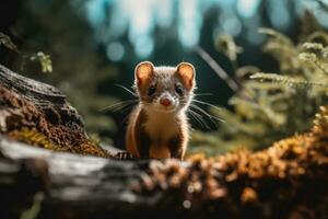 Wiesel im Natur, National Erdkunde, breit Leben Tiere. ai generiert. foto