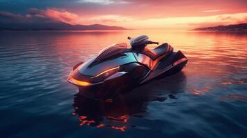 Jet Ski von ein schön Transport mit futuristisch Design. ai generiert. foto