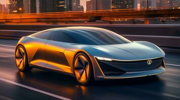 elektrisch Auto von ein schön Transport mit futuristisch Design. ai generiert. foto