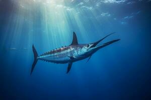 Schwertfisch im Natur, National Erdkunde, breit Leben Tiere. ai generiert. foto