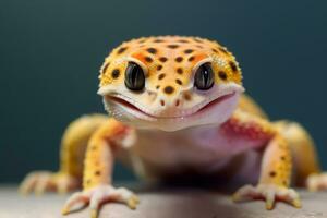 süß Leopard Gecko im Natur, National Erdkunde, breit Leben Tiere. ai generiert. foto