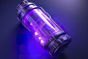 lila sci fi Energie Flasche mit rein Hintergrund. ai generativ foto