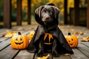 ein Labrador Hund tragen ein Halloween Kostüm foto