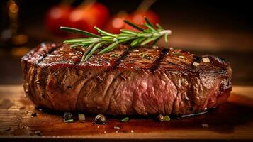 Streifenfilet Steak ist köstlich Lebensmittel. ai generiert. foto