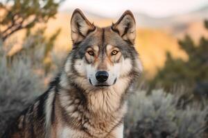 Wolf im Natur, National Erdkunde, breit Leben Tiere. ai generiert. foto