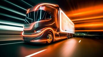 LKW von ein schön Transport mit futuristisch Design. ai generiert. foto