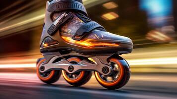 Rollerblades von ein schön Transport mit futuristisch Design. ai generiert. foto