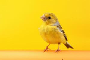 sehr süß Kanarienvogel im Natur, National Erdkunde, breit Leben Tiere. ai generiert. foto