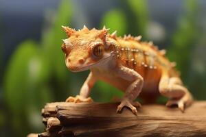 süß mit Haube Geckos im Natur, National Erdkunde, breit Leben Tiere. ai generiert. foto