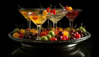 frisch Obst Cocktail mit Olive und Wein generiert durch ai foto