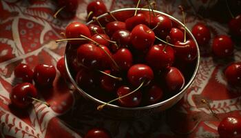 Frische und Reife von Beere Obst auf ein hölzern Ast generiert durch ai foto