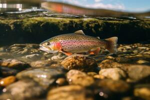 Lachs im Natur, National Erdkunde, breit Leben Tiere. ai generiert. foto