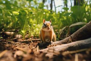 Streifenhörnchen im Natur, National Erdkunde, breit Leben Tiere. ai generiert. foto