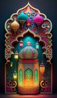 3d machen Moschee Element im aufwendig Arabisch, islamisch die Architektur Stil Innere. ai generativ foto