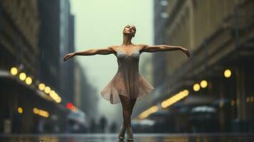 Ballett Tänzer tanzen unter das Regen foto
