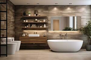 ai generativ Foto von ein Luxus modern Design Badezimmer