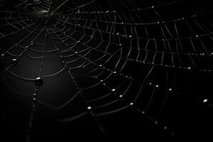 Spinnennetz dunkel Hintergrund, gespenstisch Grusel Dekoration Element, ai generiert foto