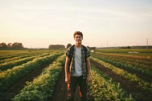 Mann im Feld im sonnig Tag foto