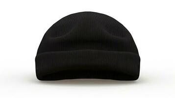 schwarz Herren gestrickt Hut isoliert auf Weiß Hintergrund. erstellt mit generativ al Technologie foto