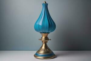 ein Jahrgang orientalisch Vase auf ein solide Farbe Hintergrund. ai generativ foto