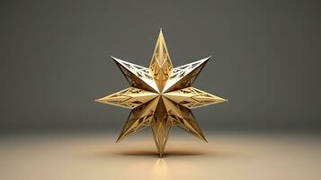 Makro von Gold Weihnachten Star isoliert auf Weiß Hintergrund erstellt mit generativ al Technologie foto