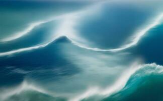 Digital Illustration von Blau Ozean Wellen Hintergrund Bild, ai generativ foto