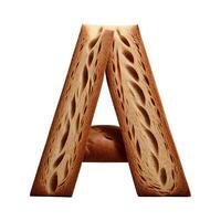 Brot Typografie Text Design Großbuchstaben Alphabet A, ai generativ foto