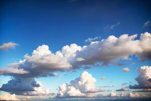 realistisch Foto Landschaft Hintergrund von Blau Himmel und Wolken, ai generativ