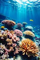 Geheimnis Ozean unter Wasser Welt wimmelt es mit bunt Koralle Riffe foto