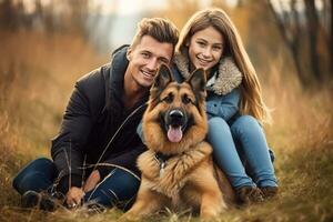 glücklich Familie mit Hund foto