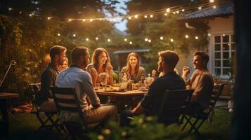 Menschen im Picknick im Garten foto