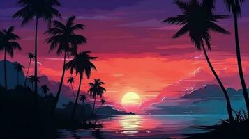 Sonnenuntergang mit Palmen foto