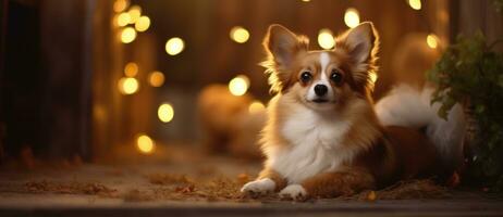 süß Hund mit Magie Beleuchtung foto