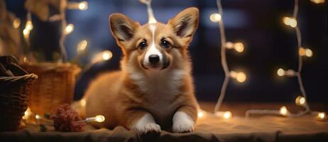 süß Hund mit Magie Beleuchtung foto